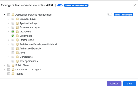 exclude selected package